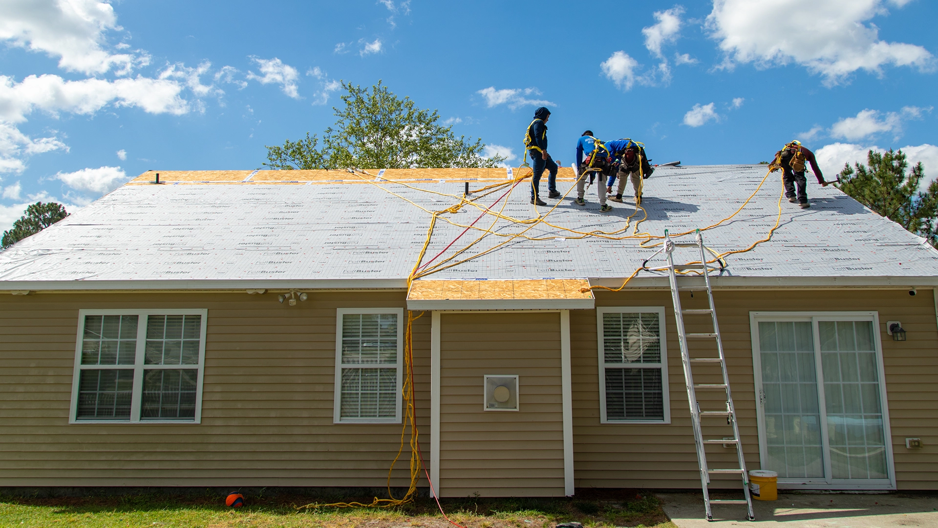Professional roofing crew on the job